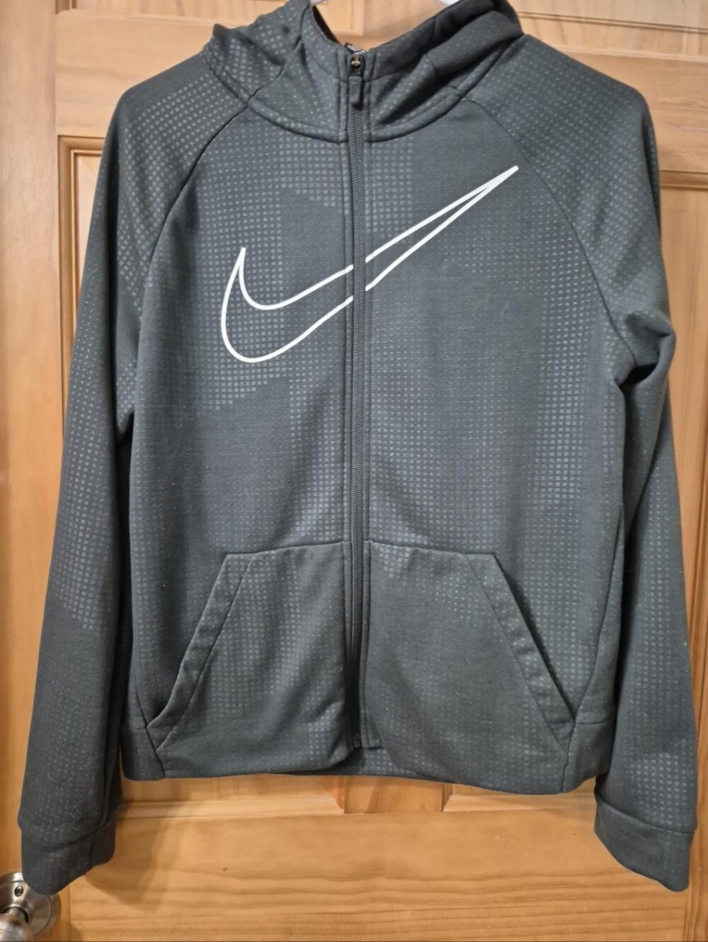 Nike Youth Black Full-Zip Hoodie with White Swoosh